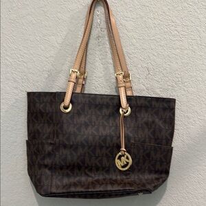 Michael Kors Dark Brown and Tan Tote